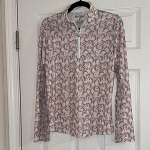Women's Pink and Green Patterned Top